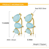 RORU 925 Gem Shape Zircon Ear Studs for Women Earrings
