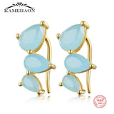 RORU 925 Gem Shape Zircon Ear Studs for Women Earrings