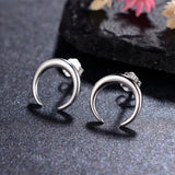 S925 Moon Stud Earrings Retro Women Jewelry