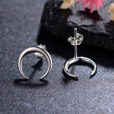 S925 Moon Stud Earrings Retro Women Jewelry