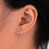 S925 Moon Stud Earrings Retro Women Jewelry
