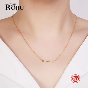 Sterling Silver MOM Pendant Necklace for Mother Clavicle Chain Jewelry