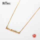 Sterling Silver MOM Pendant Necklace for Mother Clavicle Chain Jewelry