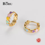 S925 Colorful Heart Hoop Earrings for Women 9mm