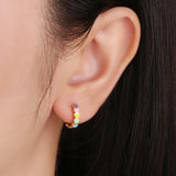 S925 Colorful Heart Hoop Earrings for Women 9mm