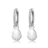 Zircon Cross Pendant Hoop Earrings 925 Sterling Silver Jewelry