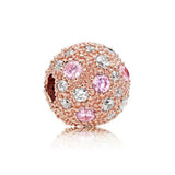 Pink Flower Safety Bead Clip Charm for 925 Silver Bracelet