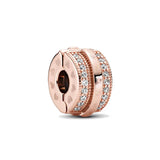 Pink Flower Safety Bead Clip Charm for 925 Silver Bracelet