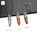 ROSLIN Natural Stone Pendant Crystal Soul Pendulum Women's Power Necklace