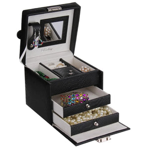 ROWLING Jewelry Mirror Box Velvet Storage Organizer