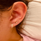 Crystal Earrings 925 Silver Huggie Ear Piercing Hoop Earrings Jewelry