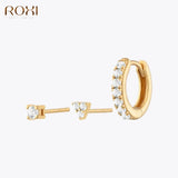 Crystal Earrings 925 Silver Huggie Ear Piercing Hoop Earrings Jewelry