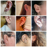 Crystal Earrings 925 Silver Huggie Ear Piercing Hoop Earrings Jewelry