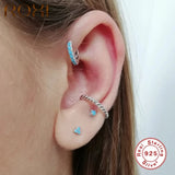 Crystal Earrings 925 Silver Huggie Ear Piercing Hoop Earrings Jewelry