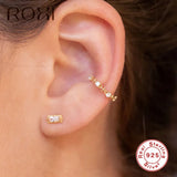 925 Silver C-Shape Ear Cuff Clip Earring Crystal Wrap Earcuff Clips