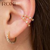 925 Silver C-Shape Ear Cuff Clip Earring Crystal Wrap Earcuff Clips