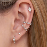 925 Silver C-Shape Ear Cuff Clip Earring Crystal Wrap Earcuff Clips