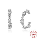 925 Silver C-Shape Ear Cuff Clip Earring Crystal Wrap Earcuff Clips
