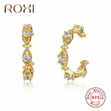 925 Silver C-Shape Ear Cuff Clip Earring Crystal Wrap Earcuff Clips