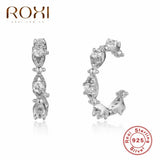 925 Silver C-Shape Ear Cuff Clip Earring Crystal Wrap Earcuff Clips