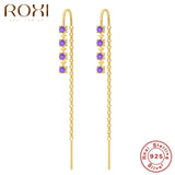 925 Silver Long Chain Earrings Tassel Piercing Ear Cuff