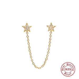 925 Silver Long Chain Earrings Tassel Piercing Ear Cuff