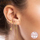 925 Silver Long Chain Earrings Tassel Piercing Ear Cuff