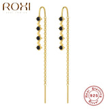 925 Silver Long Chain Earrings Tassel Piercing Ear Cuff