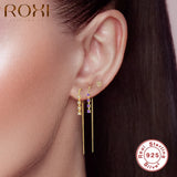 925 Silver Long Chain Earrings Tassel Piercing Ear Cuff