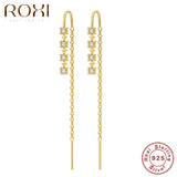 925 Silver Long Chain Earrings Tassel Piercing Ear Cuff