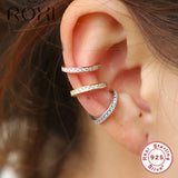 925 Silver Small Ear Cuff Clip Earrings Geometric C Shape Earcuff Wrap