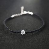 Austrian Round Crystal Charm Bracelet Women Red Thread Line Rope Bangles Jewelry