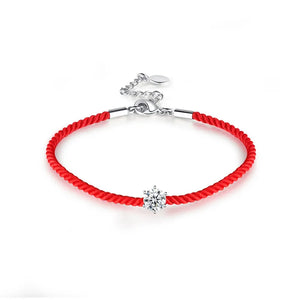 Austrian Round Crystal Charm Bracelet Women Red Thread Line Rope Bangles Jewelry