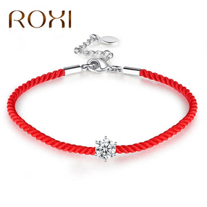 Austrian Round Crystal Charm Bracelet Women Red Thread Line Rope Bangles Jewelry
