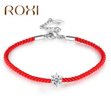 Austrian Round Crystal Charm Bracelet Women Red Thread Line Rope Bangles Jewelry