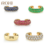 Colorful Stones Round Clip on Earrings 925 Sterling Silver Jewelry