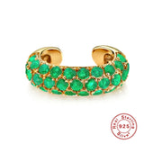 Colorful Stones Round Clip on Earrings 925 Sterling Silver Jewelry