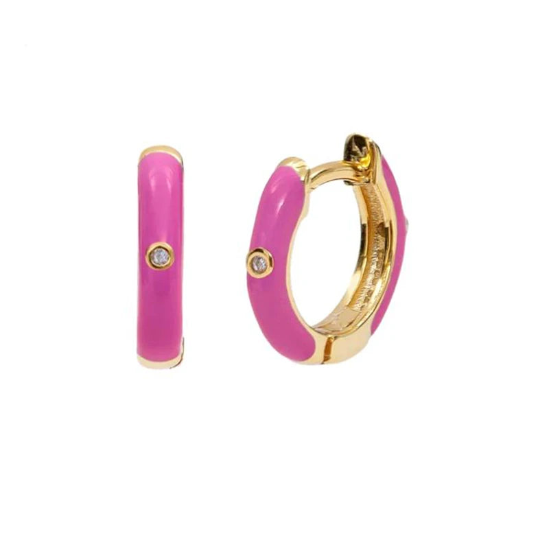 Colorful Round Hoop Earrings for Women Dripping Oil Jewelry Earrings