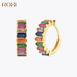 Copper Zircon Crystals Hoop Earrings for Women Girls Huggie Earring Pendientes