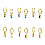 Copper Zircon Crystals Hoop Earrings for Women Girls Huggie Earring Pendientes