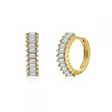 Copper Zircon Crystals Hoop Earrings for Women Girls Huggie Earring Pendientes