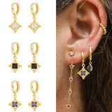 Copper Crystal Hoop Earrings Enamel Circle Huggie Earrings Pendientes