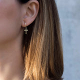 Copper Zircon Stone Hoop Earrings for Women Girls