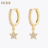 Copper Zircon Stone Hoop Earrings for Women Girls