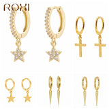 Copper Zircon Stone Hoop Earrings for Women Girls