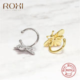 Sterling Silver Tiny Bee Ear Cuff Clip Earrings