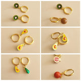 Enamel Pendants Hoop Earrings for Women Fruit Charms Jewelry Making DIY
