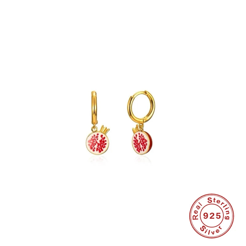 Enamel Pendants Hoop Earrings for Women Fruit Charms Jewelry Making DIY