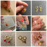 Enamel Pendants Hoop Earrings for Women Fruit Charms Jewelry Making DIY