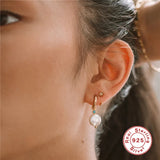 Baroque Irregular Pearls Earrings 925 Silver Turquoise Stone Hoop Earrings